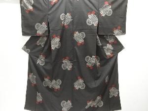 大特価品　未使用品　橋に花模様織り出し本場泥大島紬着物(9マルキ)